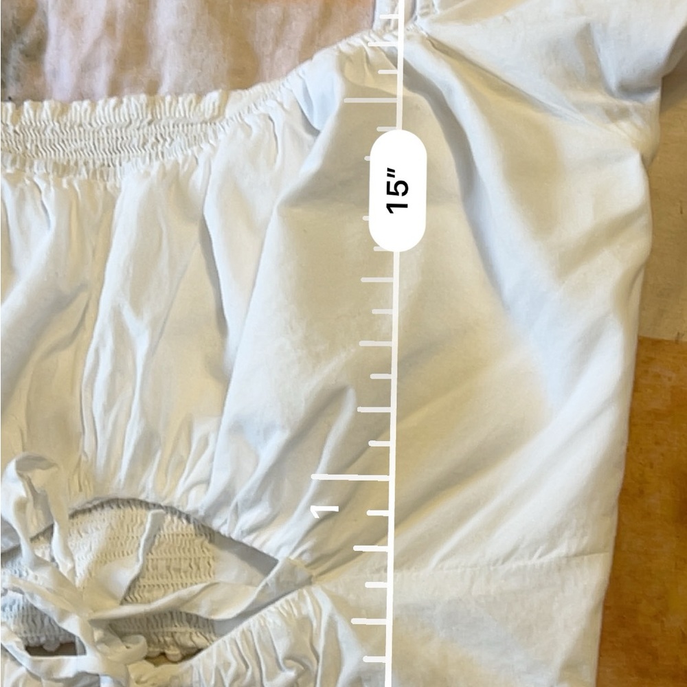 Reformation Pimenta White Off-Shoulder Tie-Front Cutout Crop Top 10 - Picture 10 of 10
